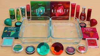 Emerald vs Ruby - Mixing Makeup Eyeshadow Into Slime ASMR