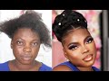 MUST WATCH ⬆️VIRAL 👆NATURAL HAIR TRANSFORMATION🔥DARK SKIN 😱  MAKEUP AND BRIDAL HAIR  TRANSFORMATION