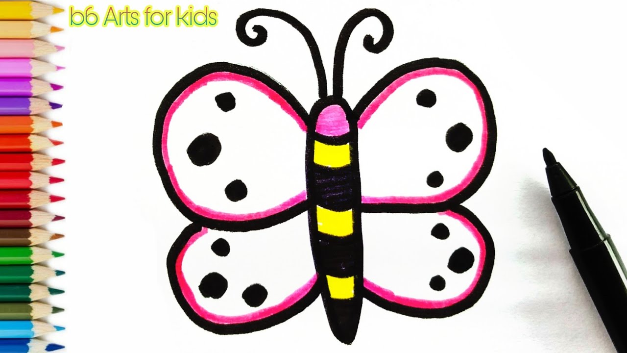 How to turns letter B into cute Butterfly step by step learning drawing ...