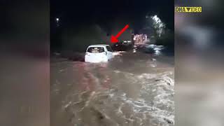 Viral video: Car gets swept away in flood