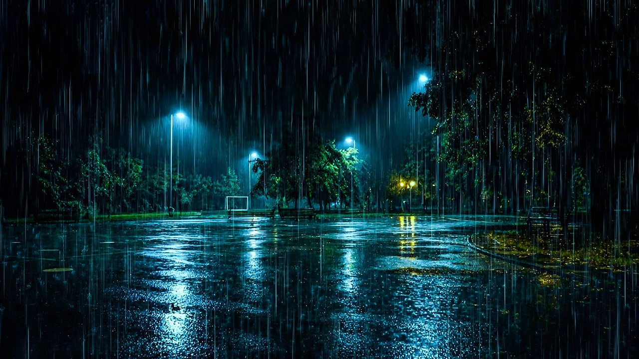 Fall into Deep Sleep with Heavy Rain in Peaceful Park | ASMR Rainy Night, Insomnia