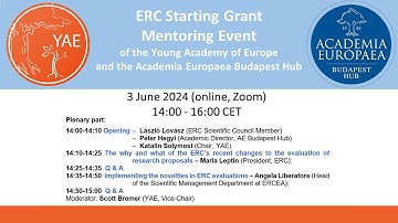 ERC Starting Grant Mentoring Event 2024 - Plenary part