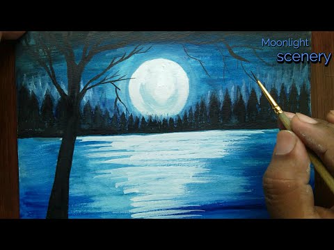 How To Draw A Moonlight Scenery With Pencil