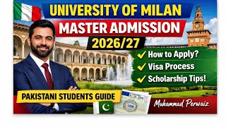 University of Milan Master Admission 2026/27 | Italy Study Visa Complete Guide for Pakistani Student University of Milan Master Admission 2026/27 | Italy Study Visa Complete Guide for Pakistani Student