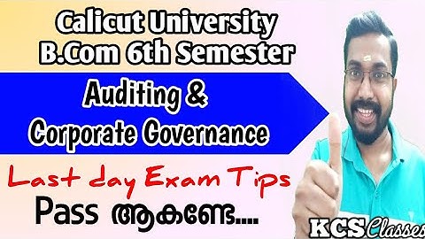 Auditing & Corporate Governance|Last day Exam Tips|Calicut University Bcom 6th Semester