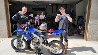 Dirt bike race! Dad vs. Son on the Yamaha Yz250f, Let's go!!