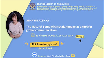Anna Wierzbicka - The Natural Semantic Metalanguage as a tool for global communication