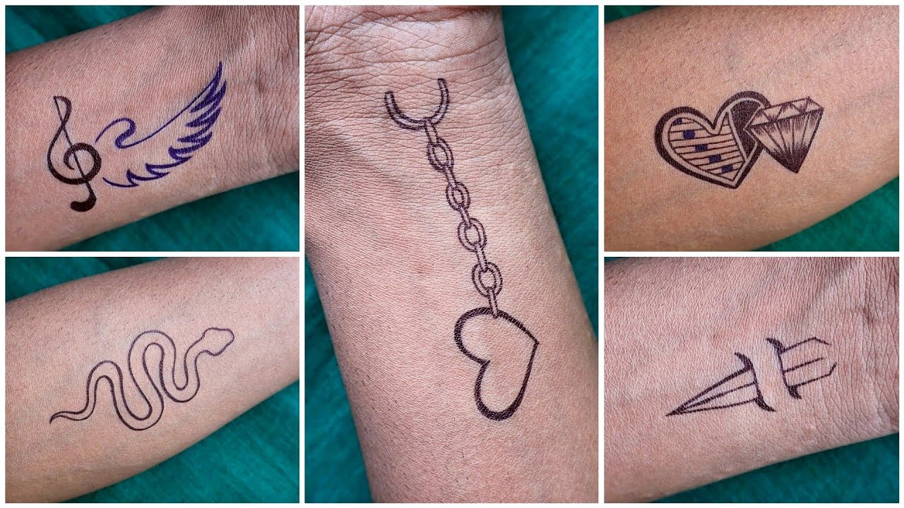 How to make simple DIY temporary tattoo designs at home with pen - YouTube