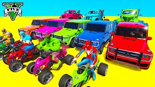 Spiderman Cars Racing Sea Multi Mega Ramp Jump ! Superheroes Hulk Epic Stunt Race By Goku - Gta 5