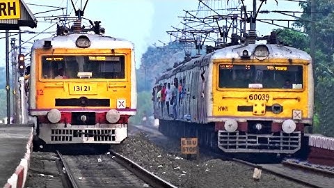Similar Model EMU Trains Side by Side crossing at Same Time | Howrah Local meet Bandel-Katwa Local