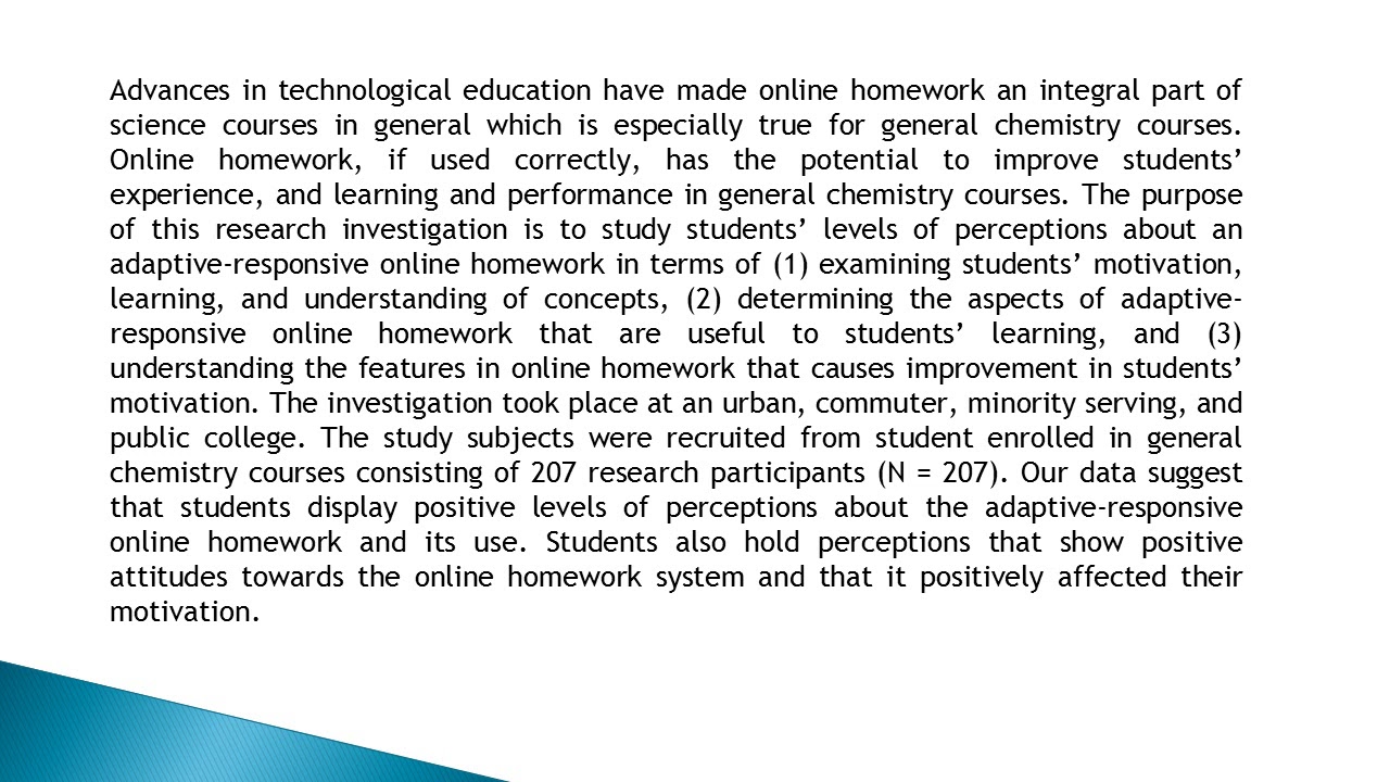 Examining Students’ Perceptions About an Adaptive Responsive Online Homework System and its Influenc