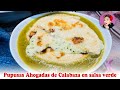 Pupusa Ahogada de calabaza en salsa verde