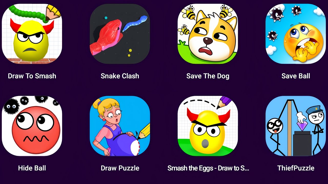 Draw To Smash, Snake Clash, Save The Dog, Hide Ball, Draw Puzzle, Save Ball, Save The Egg