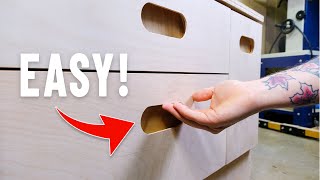 THIS is how you make DRAWER PULLS with no hardware! | Routed Drawer Pulls
