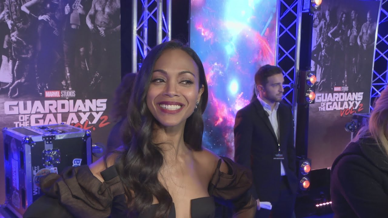 Zoe Saldana says 'Chris Pratt is sane and NOT cray cray!' at Guardians of the Galaxy 2 premiere