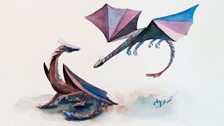 Dragons illustration watercolor SpeedPaint channel design painting dragon art
