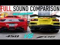 C8 z06 vs ferrari 458  full sound comparison  redline acceleration interior revs  more
