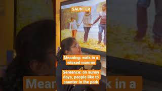 Saunter (meaning: walk in a relaxed manner)