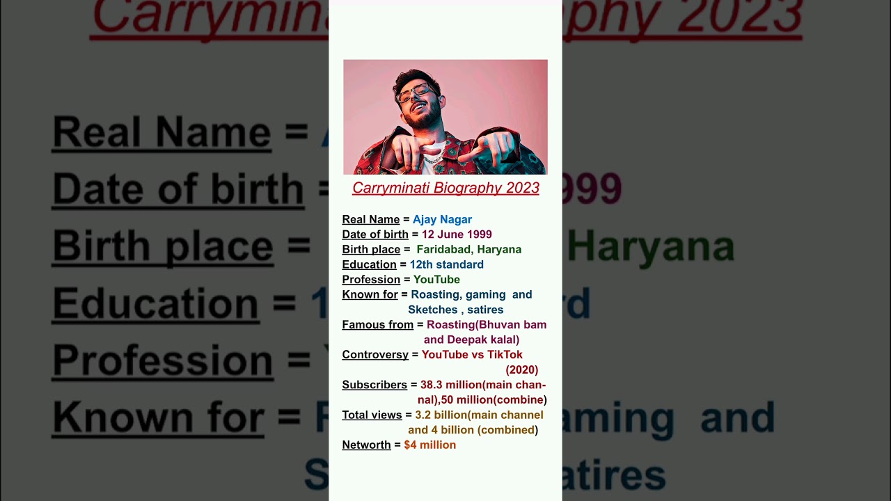 Carryminati(Ajay Nagar) biography 2023||carrisLive||carryminati