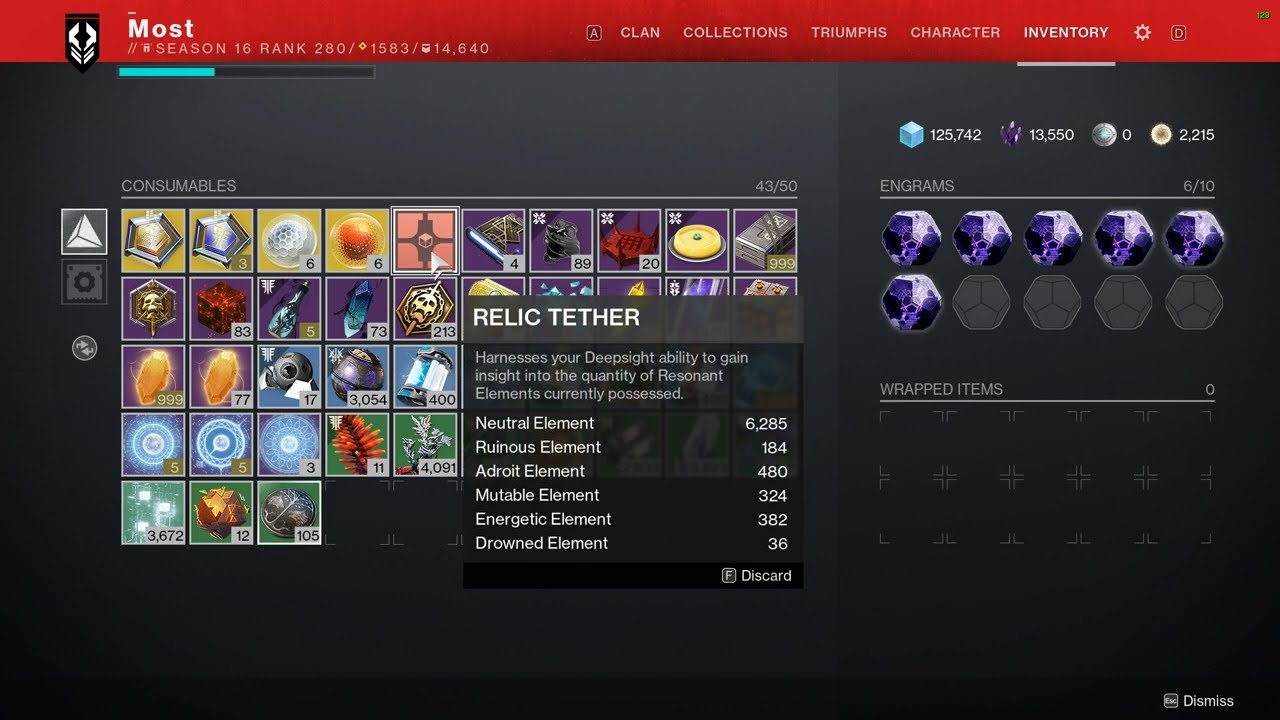 Destiny 2 - new Relic Tether - WEAPON CRAFTING MATERIAL - Quantity - Week 9 RESET