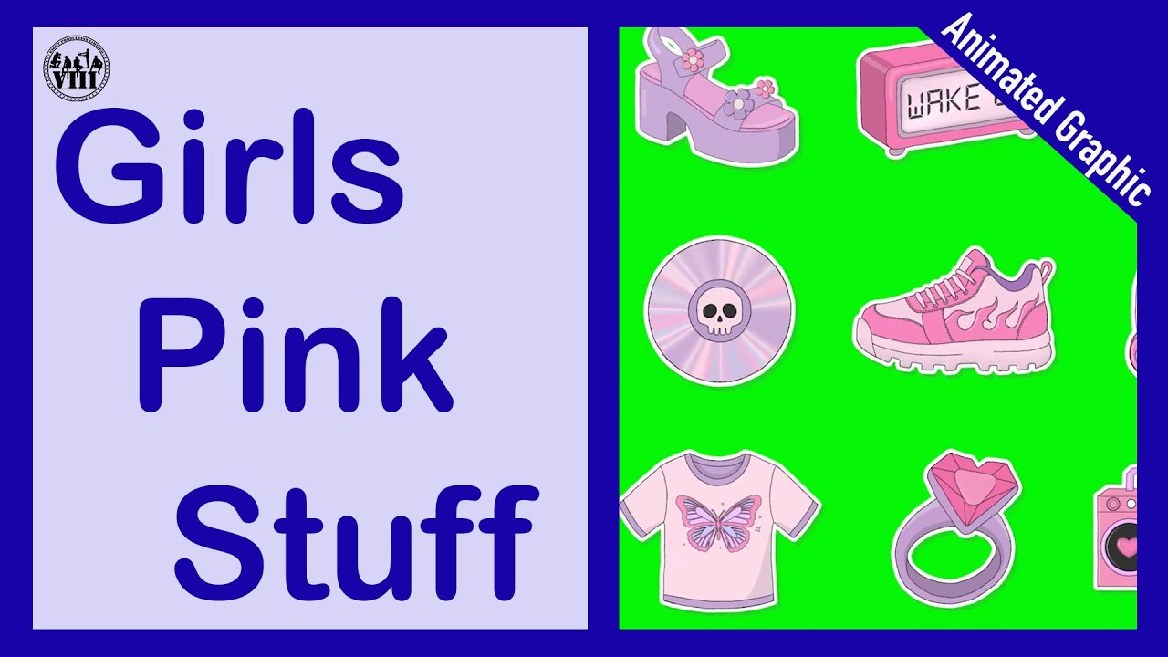 【Eight Production】Animated Graphic | Y2K | Girls | Pink | Stuff | Icon | GreenScreen
