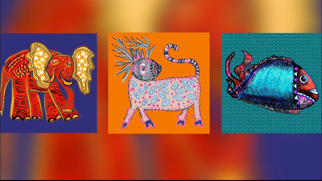 How I created Abstract Animal Art | Elephant Deer Fish