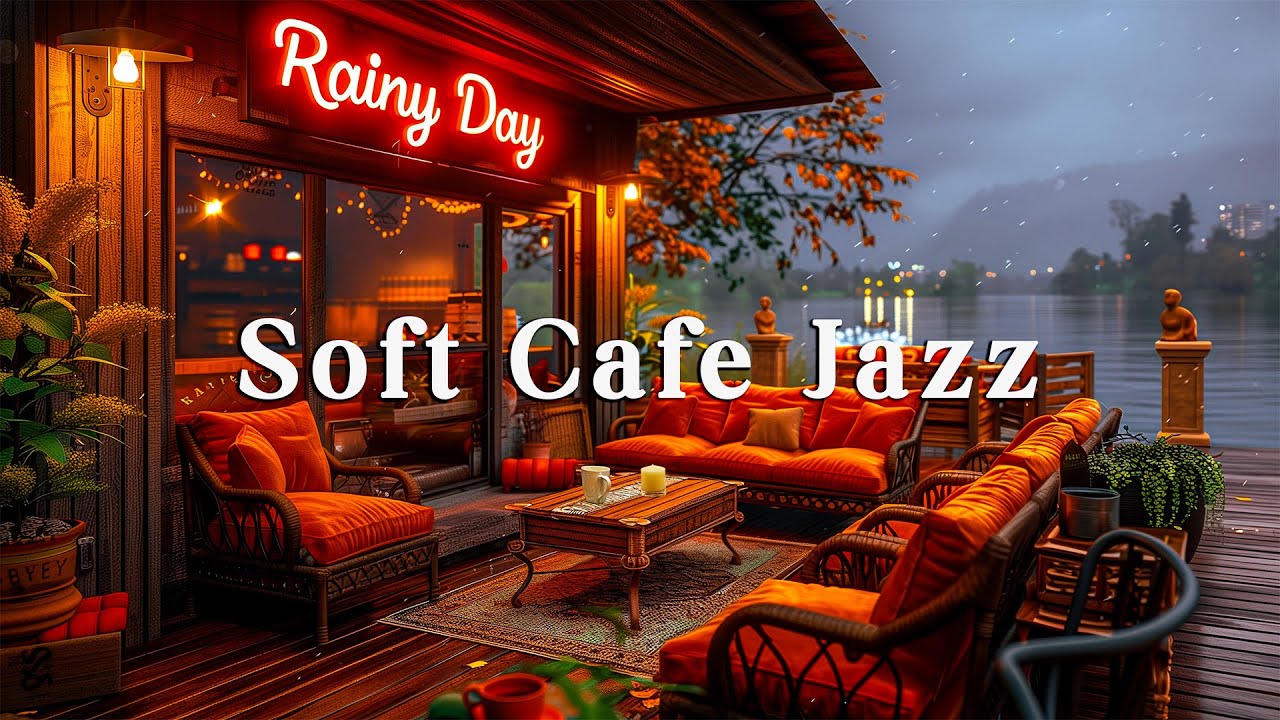 Sweet Piano Jazz Music for Relax ☕ Cozy Lakeside Coffee Shop Ambience ...