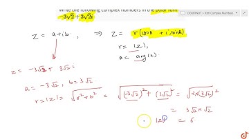 Write the following complex numbers in the polar form:  ltmath gt  ltmrow gt  ltmo gt−