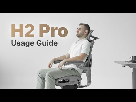 New Ергономічне офісне крісло Hinomi H2 Pro з регульованою поперековою підтримкою та підставкою для ніг, Кремово-біла сітка, видео 1