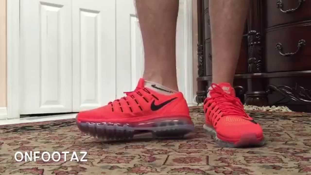entonces morir A pie Nike Air Max 2016 Bright Crimson On Foot - YouTube