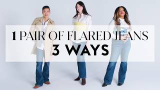 3 Ways To Style Flared Jeans | One Item Many Ways