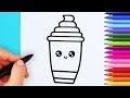 How to draw kawaii drinks easy | Drawing and coloring drinks