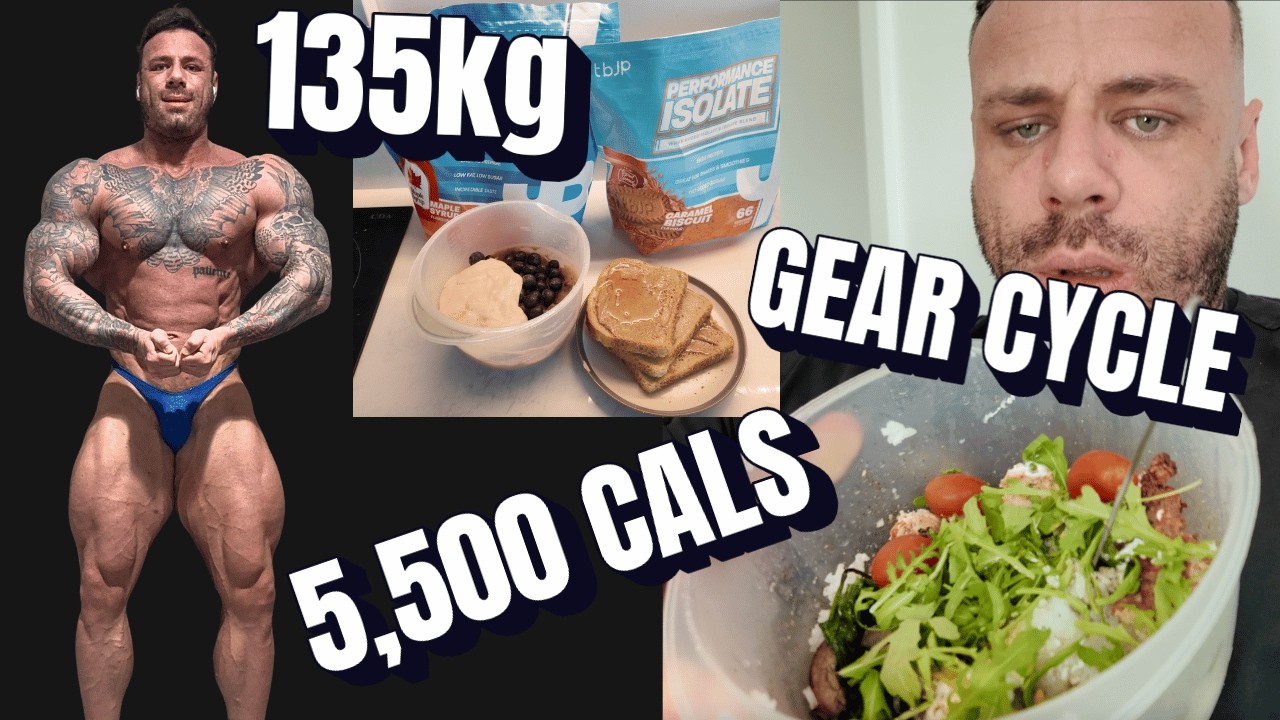 FULL DAY OF EATING / 135KG BODYBUILDER / GEAR CYCLE & PHYSIQUE UPDATE ...