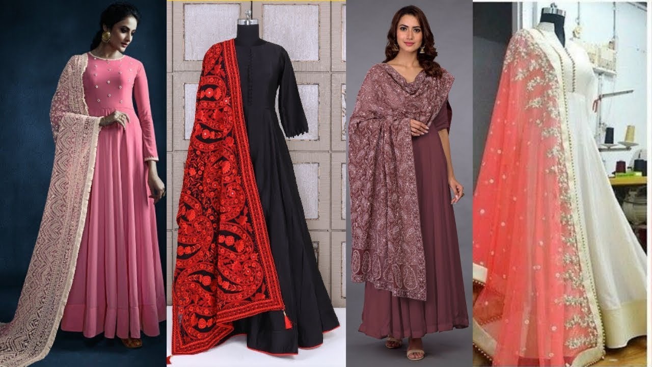 Rust Heavy Embroidered Glamorous Gown With Dupatta - Buy Online in India @  Mehar