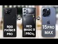 Rog phone 8 pro vs red magic 9 pro plus vs iphone 15 pro max