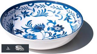 Medallion Flower Melamine Serving Bowl Blue 11.9"