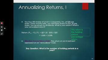 Dollar Return, Percentage Return, Holding Period Return and Effective Annual Return