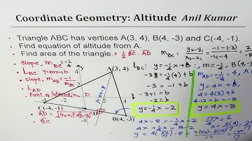 Find equation of Altitude and then Area of Scalene Triangle