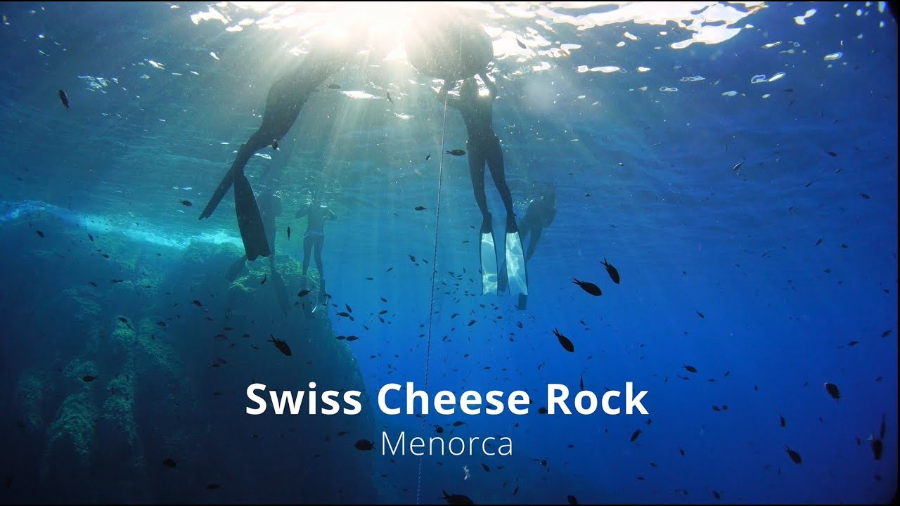 Freediving Swiss Cheese Rock in Mencorca 4K - YouTube