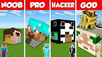 Minecraft Battle: NOOB vs PRO vs HACKER vs GOD: INSIDE HEAD HOUSE BASE BUILD CHALLENGE / Animation