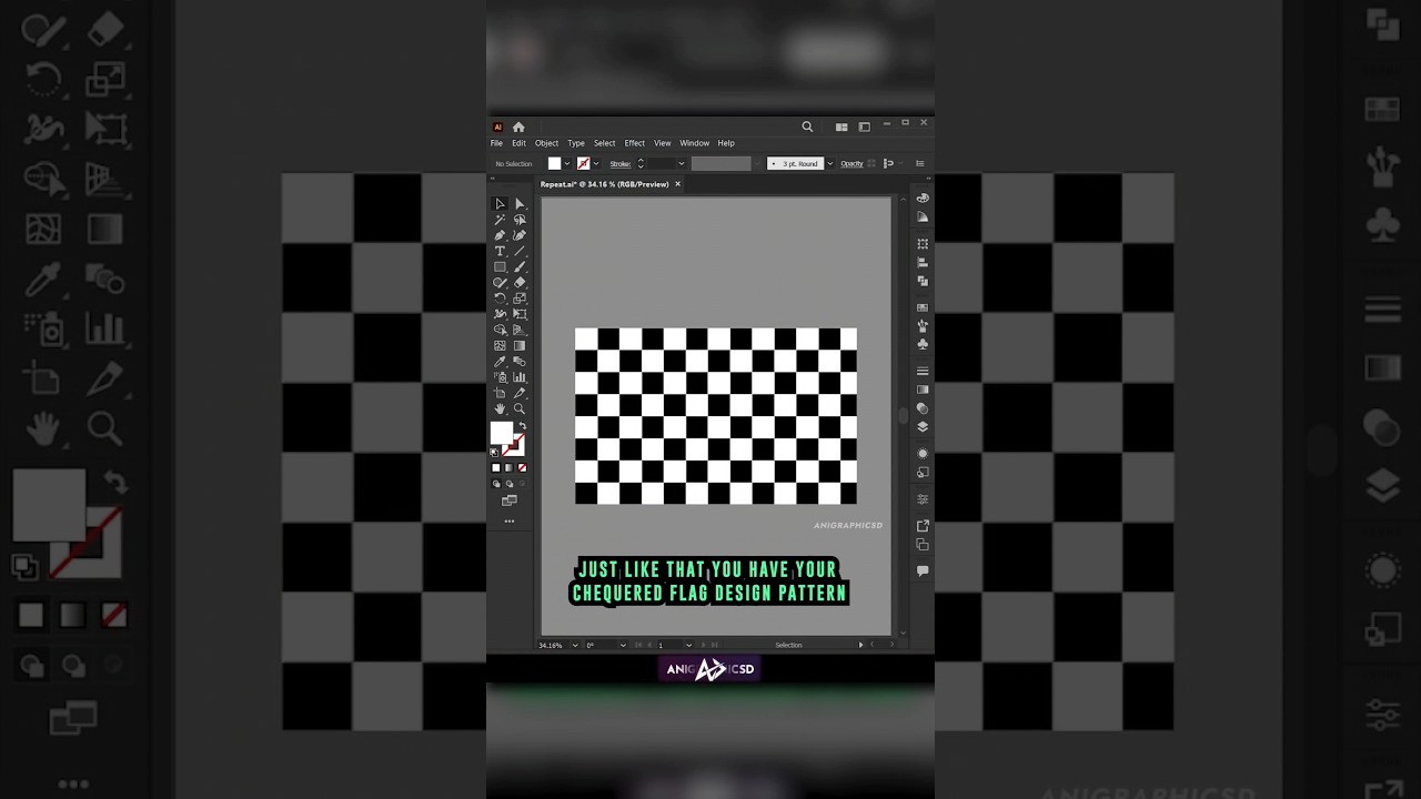 Make Chequered Flag pattern under 30 seconds !🎨 #adobeillustrator #creativeshorts #ai #pattern