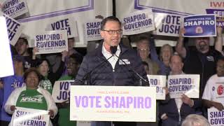 Josh Shapiro, Democratic candidate for the PA Governor speaks at rally in Harrisburg