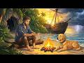 An Unforgettable Ghibli Survival Story on a Deserted Island |ASMR Fire Sounds|Survival Ghibli World