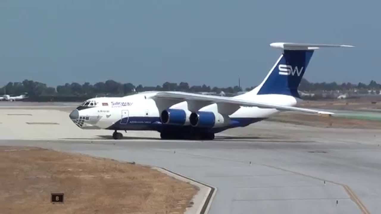 Silk Way Airlines Cargo Ilyushin Il-76TD 90SW 4K-AZ100 Taxing Malaga LEMG