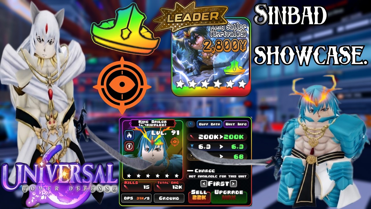 0 1% RULER SINBAD Showcase + How To Evolve! | Universal Tower Defense ...
