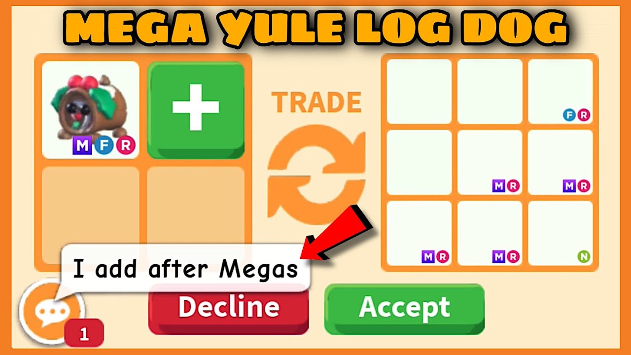 😢😢Idk!! But They Are Willing To Add More Megas!!😱😱 8 Offers For Mega Yule  Log Dog In Adopt Me - Youtube