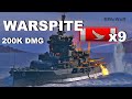 Warspite - 9 Kills - 200K DMG - World of Warships