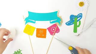 Cake topper papel picado svg flower Cricut templates Silhouette Cameo