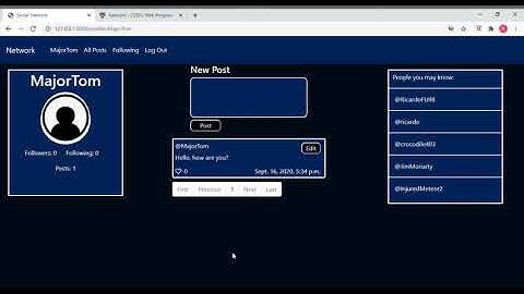 Project 4 (Network) - CS50’s Web Programming with Python and JavaScript