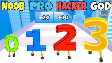NOOB vs PRO vs HACKER vs GOD in Digit Run 3D - All Levels Gameplay, MAX LEVEL